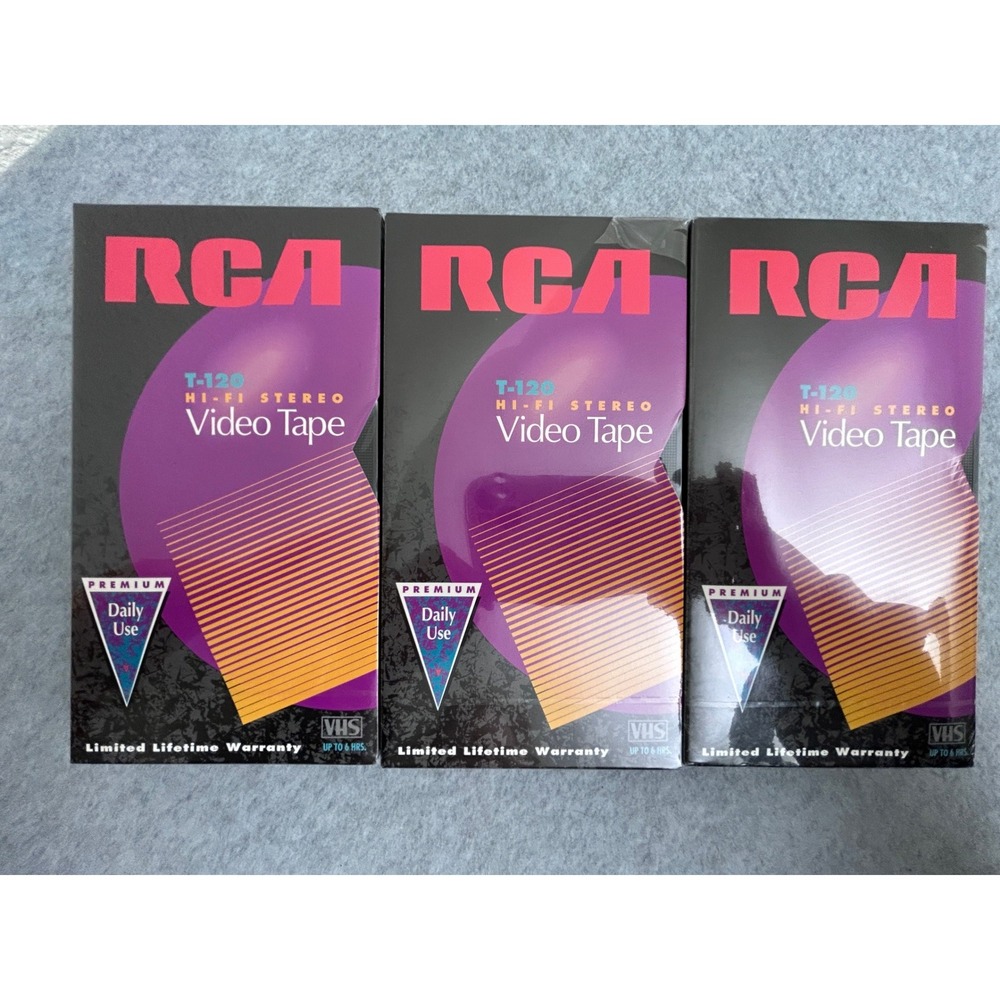 3 Pack RCA T-120 Hi-Fi Stereo VHS Blank Video Tapes Factory Sealed New T120
